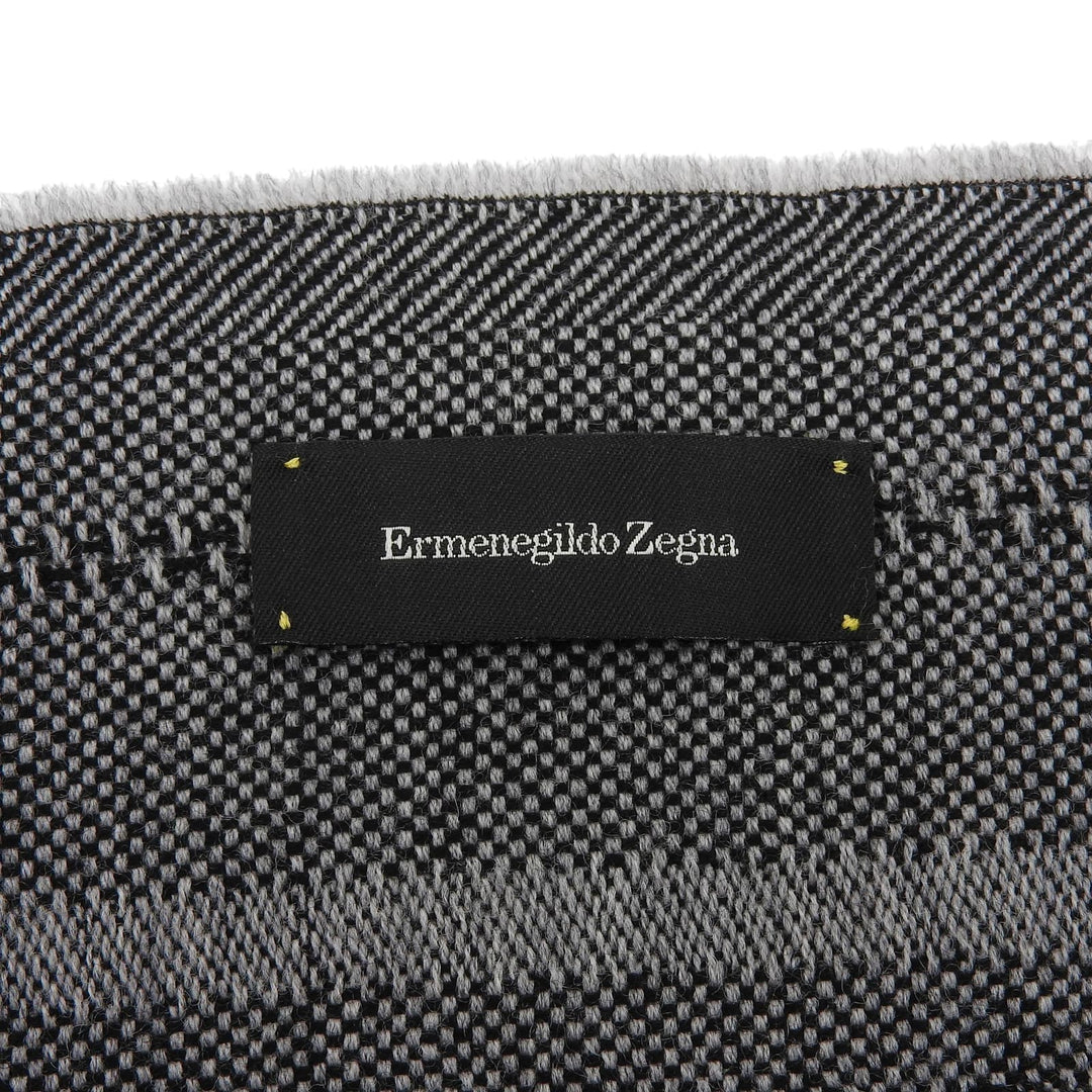 Excellent Ermenegildo Zegna Scarf Logo included, fringe gray wool mens