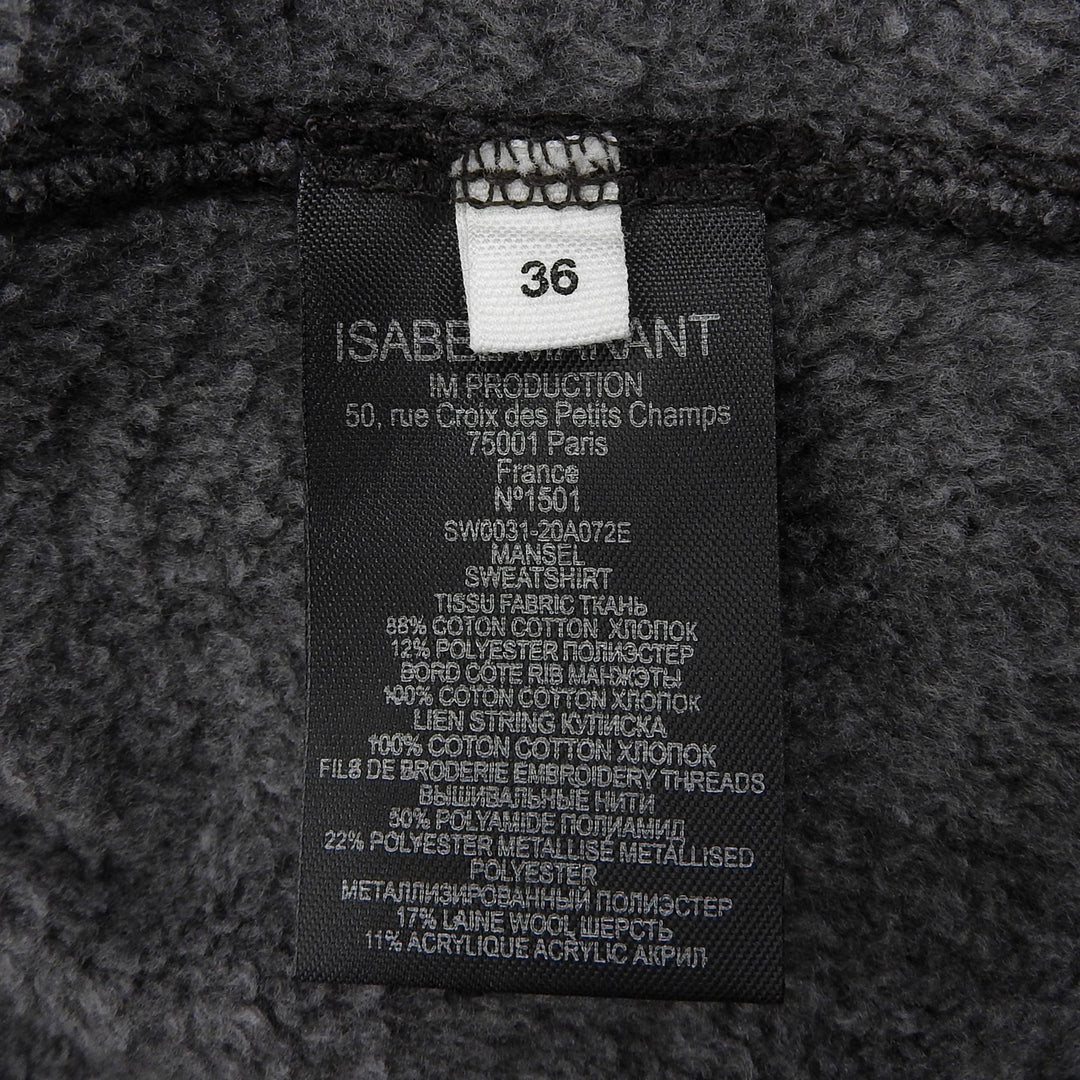 Pristine ISABEL MARANT hoodie Charcoal gray cotton Women 36 SW0031