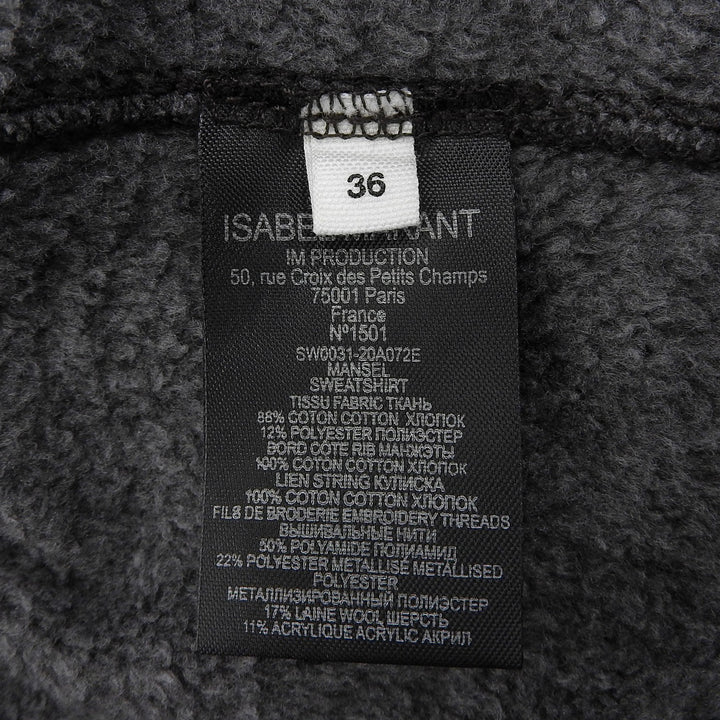 Pristine ISABEL MARANT hoodie Charcoal gray cotton Women 36 SW0031
