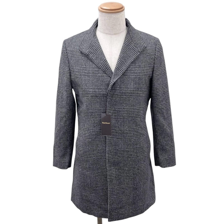 Pristine PAUL STUART Chester coat Glen check gray wool mens 44