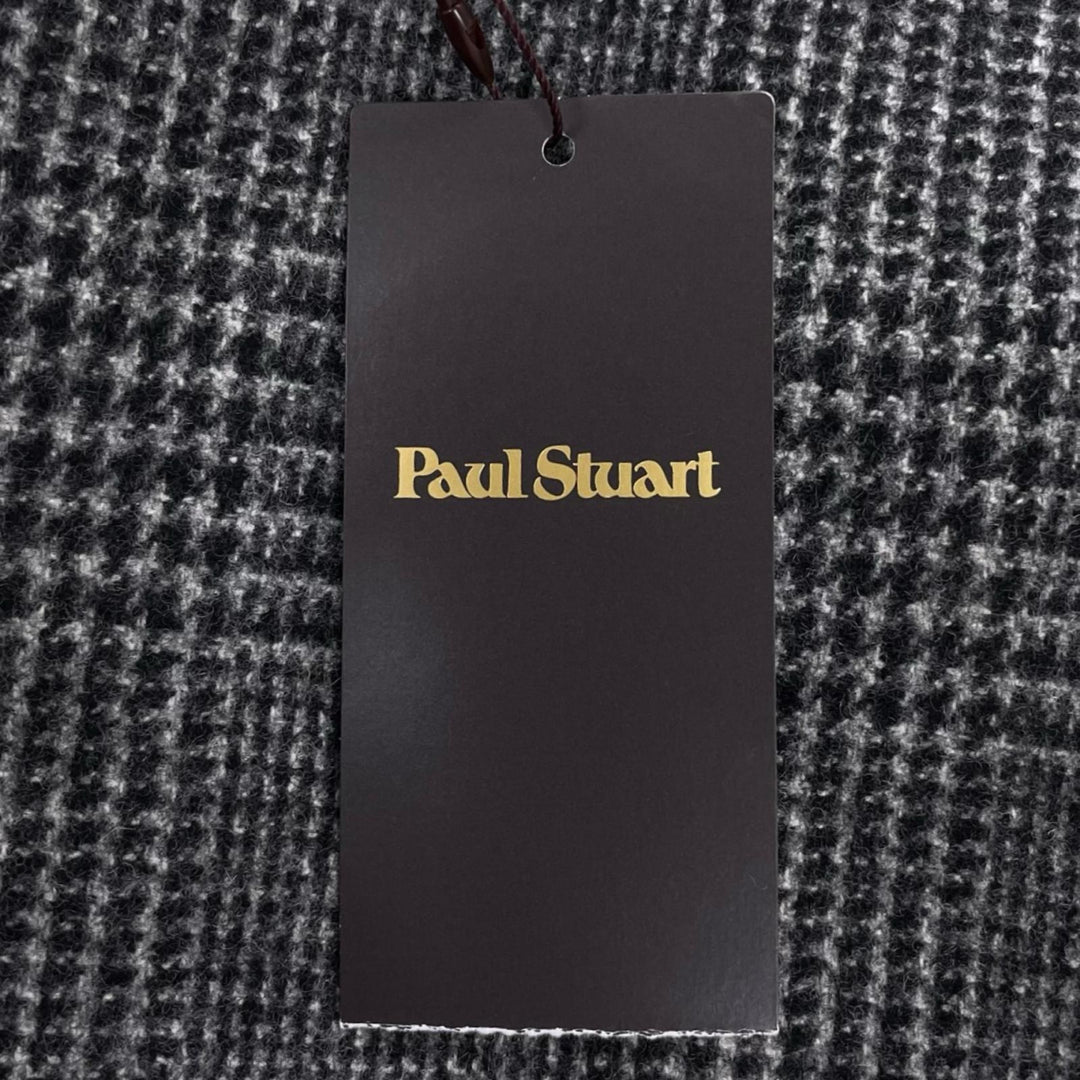 Pristine PAUL STUART Chester coat Glen check gray wool mens 44