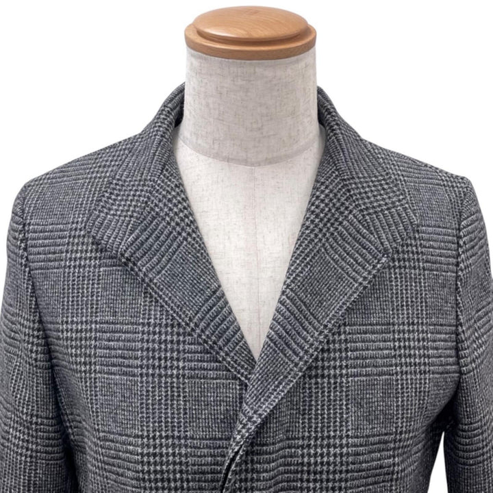 Pristine PAUL STUART Chester coat Glen check gray wool mens 44