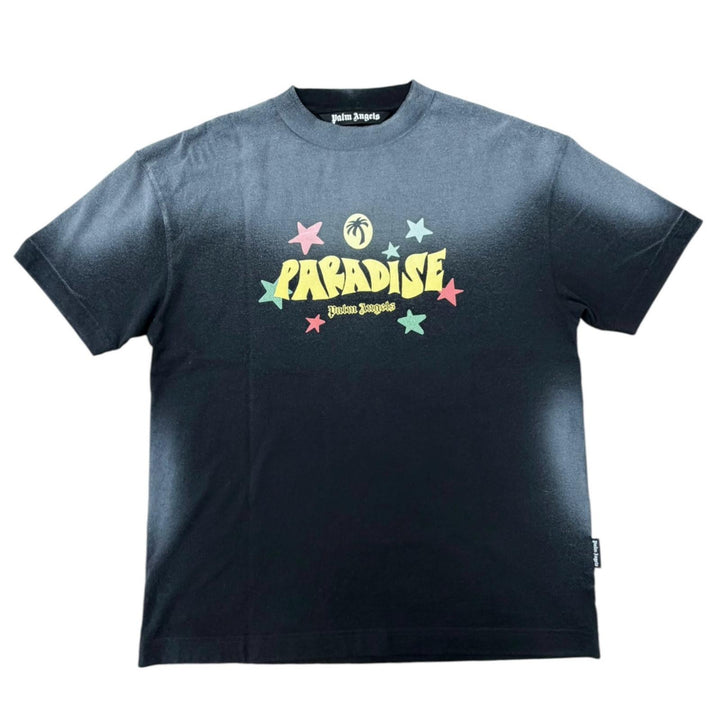 Pristine PALM ANGELS Short sleeve T-shirt PARADISE PALM TEE black cotton mens L