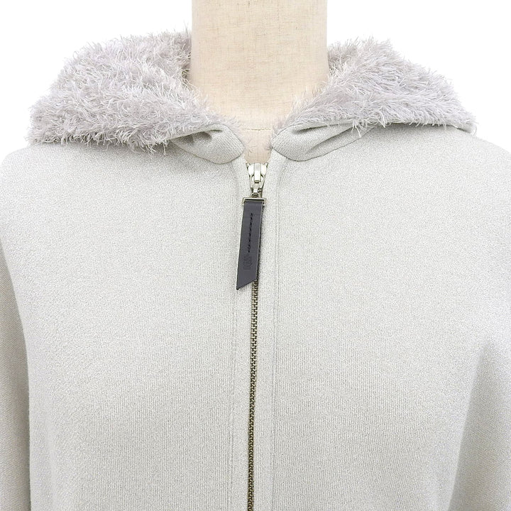Excellent MORABITO hoodie Leather patch hooded drawstring glitter zip-up 38