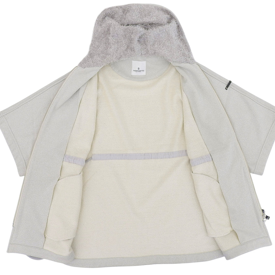 Excellent MORABITO hoodie Leather patch hooded drawstring glitter zip-up 38
