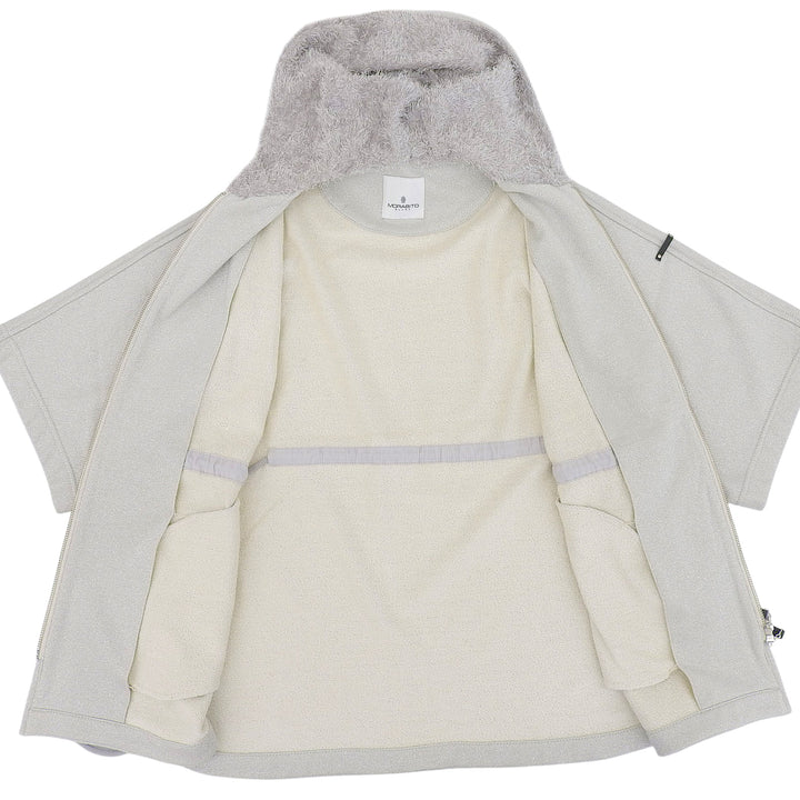 Excellent MORABITO hoodie Leather patch hooded drawstring glitter zip-up 38