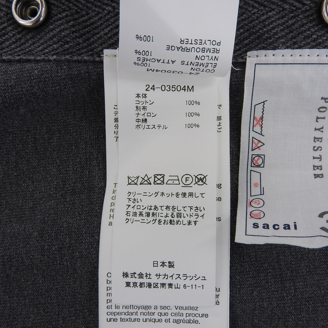 Excellent Sacai Short sleeve T-shirt Charcoal gray cotton mens 1 24-03504