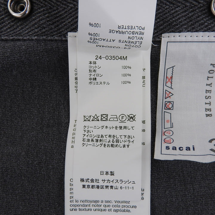 Excellent Sacai Short sleeve T-shirt Charcoal gray cotton mens 1 24-03504