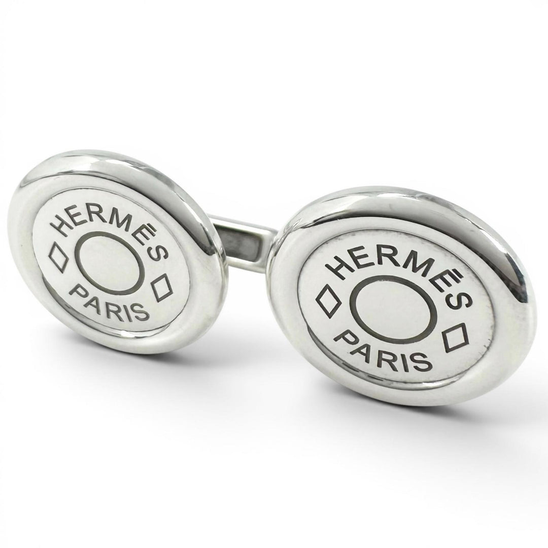 Great HERMES Cufflinks cufflinks Serie round Silver SV925 mens