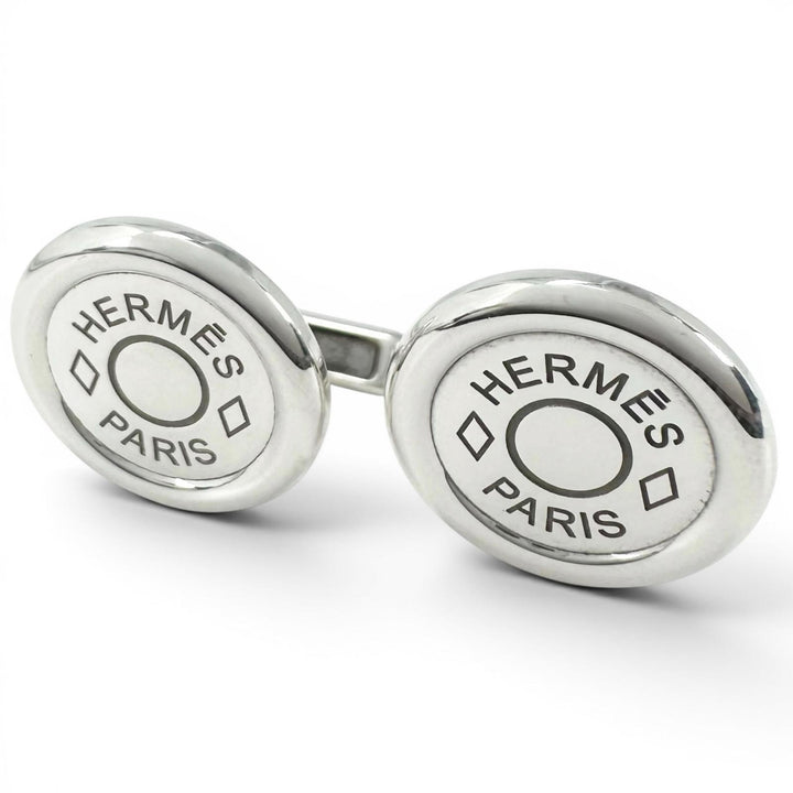 Great HERMES Cufflinks cufflinks Serie round Silver SV925 mens