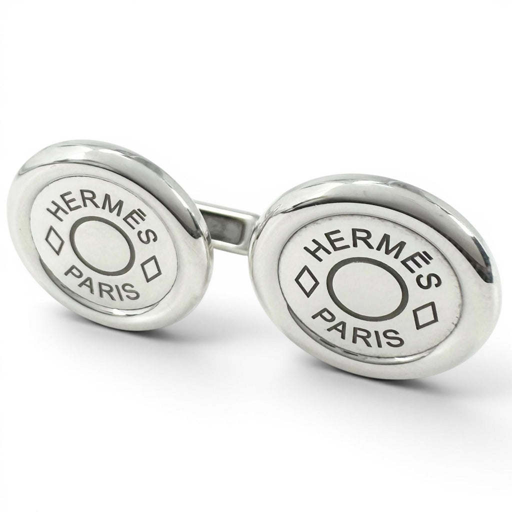 Great HERMES Cufflinks cufflinks Serie round Silver SV925 mens