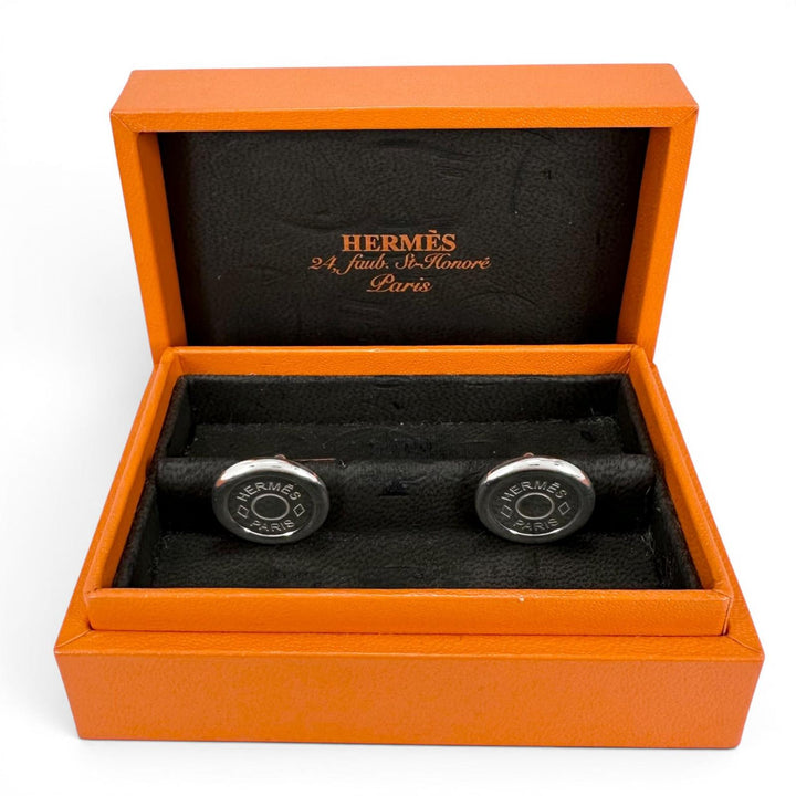 Great HERMES Cufflinks cufflinks Serie round Silver SV925 mens