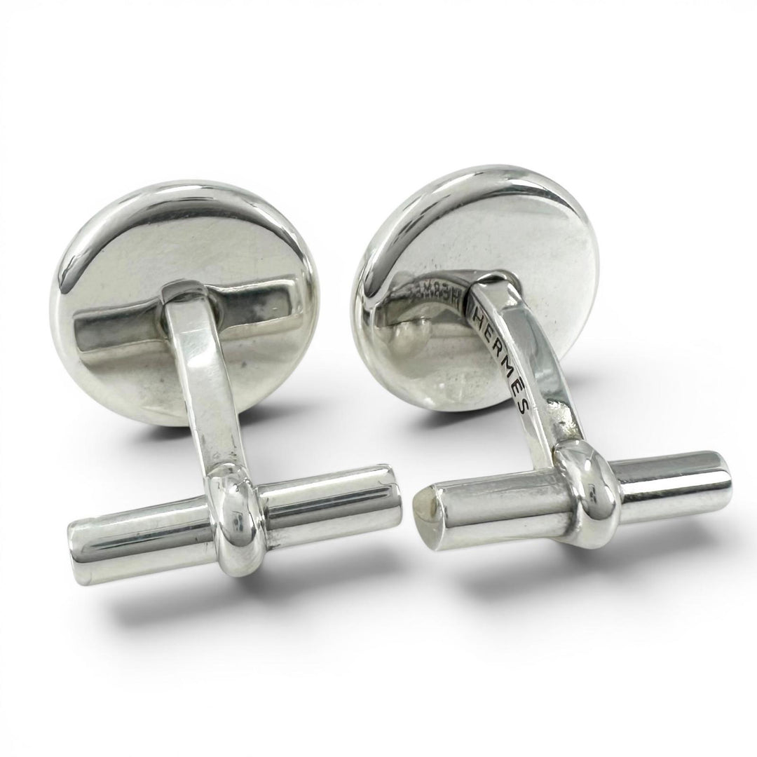 Great HERMES Cufflinks cufflinks Serie round Silver SV925 mens