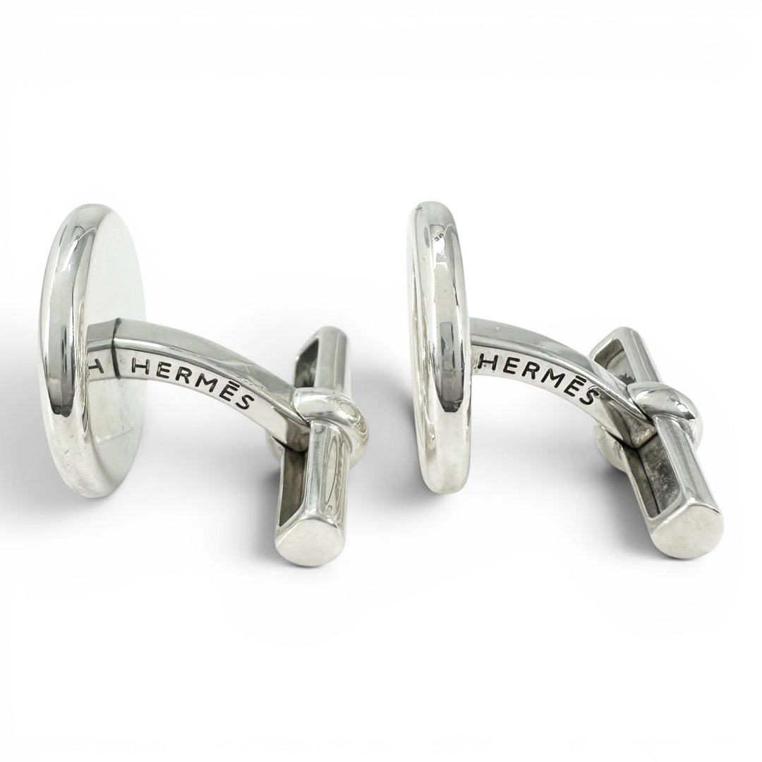 Great HERMES Cufflinks cufflinks Serie round Silver SV925 mens