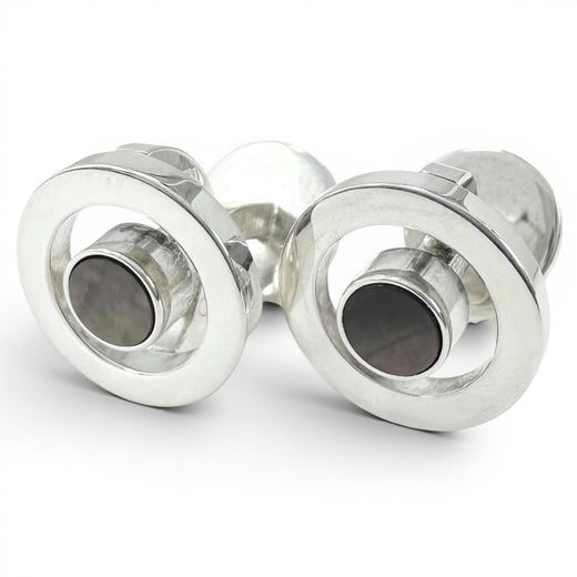 Great HERMES Cufflinks cufflinks round Silver SV925 mens