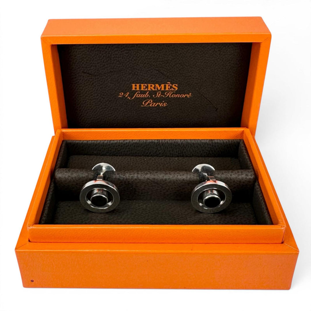 Great HERMES Cufflinks cufflinks round Silver SV925 mens