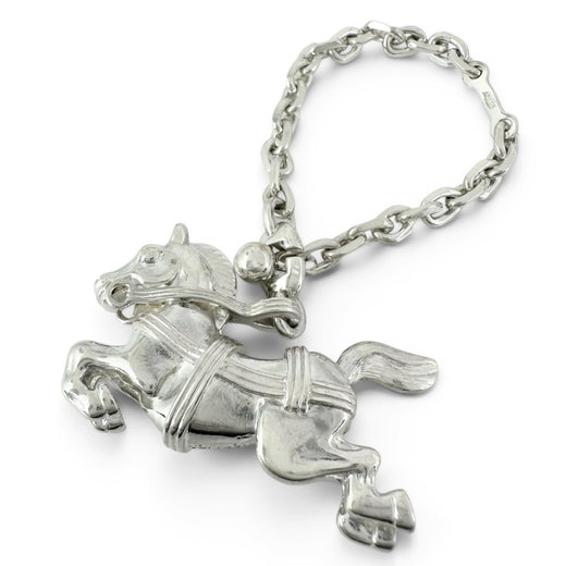 Excellent HERMES Bag charm Shuval Horse Keychain Silver SV925 Women