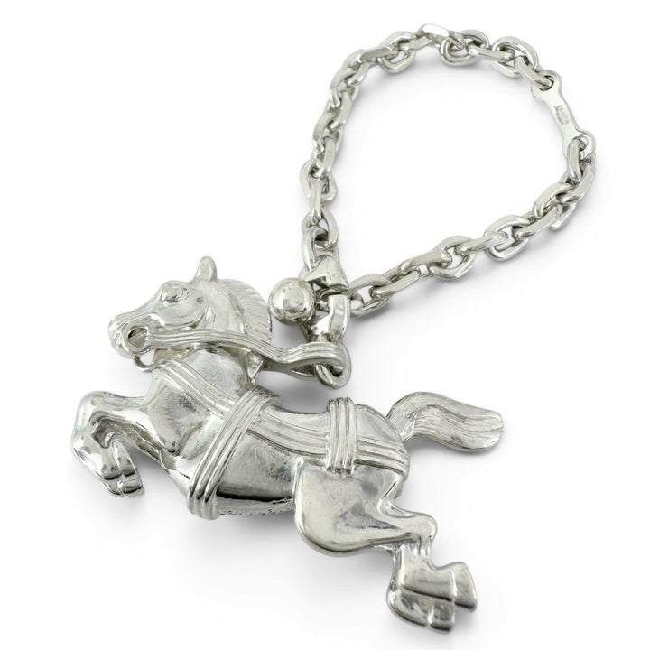 Excellent HERMES Bag charm Shuval Horse Keychain Silver SV925 Women