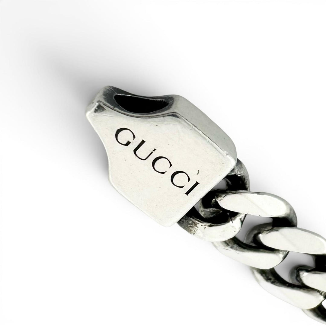 Great GUCCI bracelet Interlocking G Current product Chain Silver AG925 Women 17