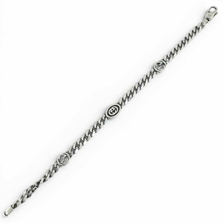 Great GUCCI bracelet Interlocking G Current product Chain Silver AG925 Women 17