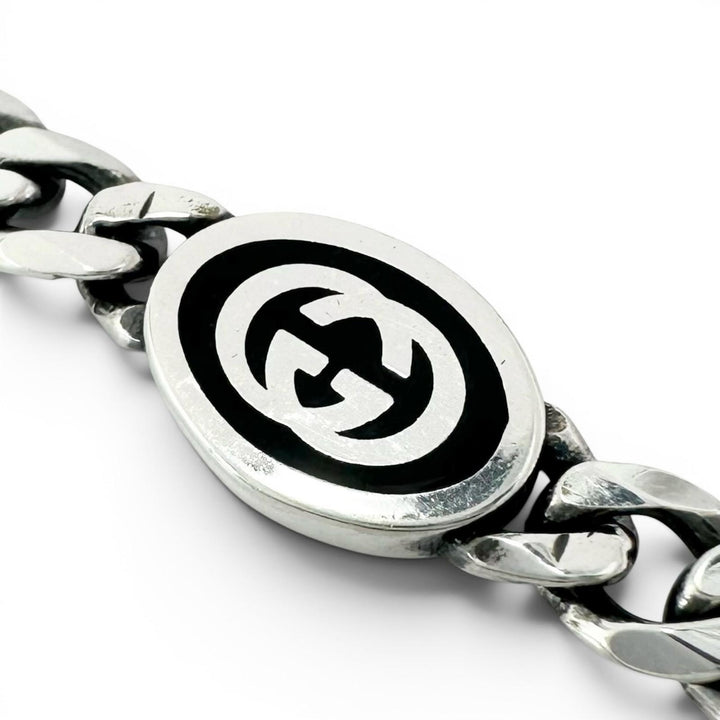 Great GUCCI bracelet Interlocking G Current product Chain Silver AG925 Women 17