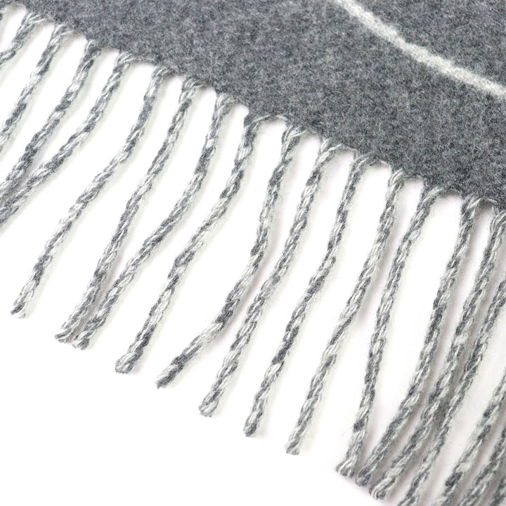 Excellent HERMES Entrlac Equestor Scarf Horse, fringe, two-tone gray cashmere
