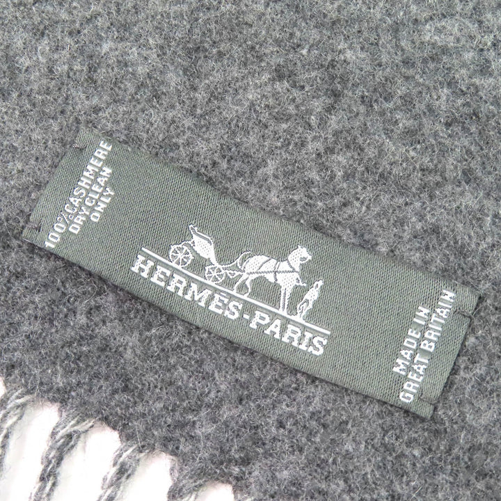 Excellent HERMES Entrlac Equestor Scarf Horse, fringe, two-tone gray cashmere