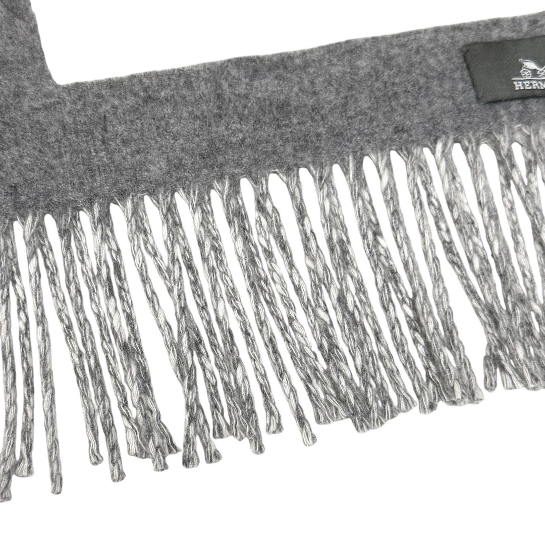 Great HERMES Scarf love story With fringe gray cashmere Women
