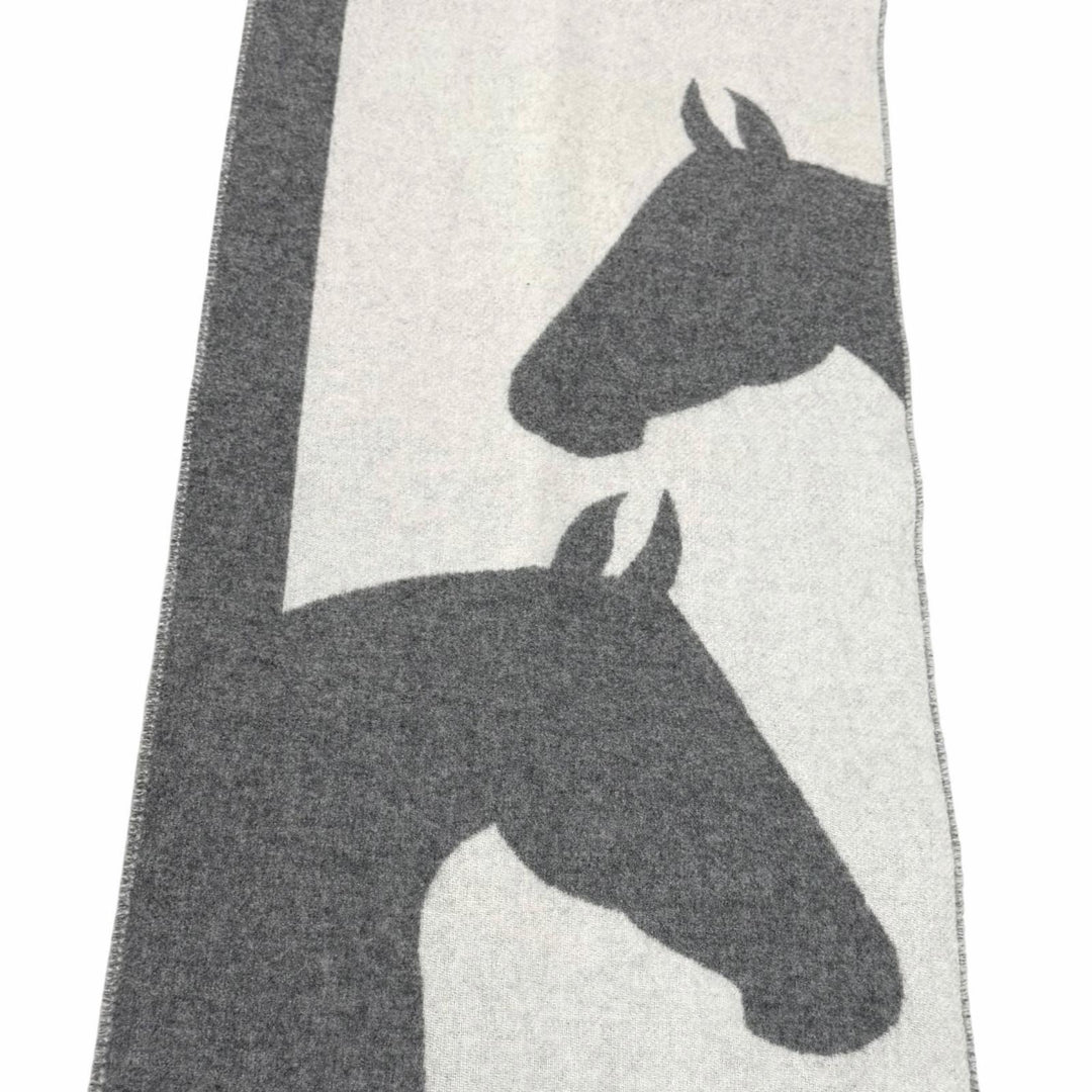 Great HERMES Scarf love story With fringe gray cashmere Women