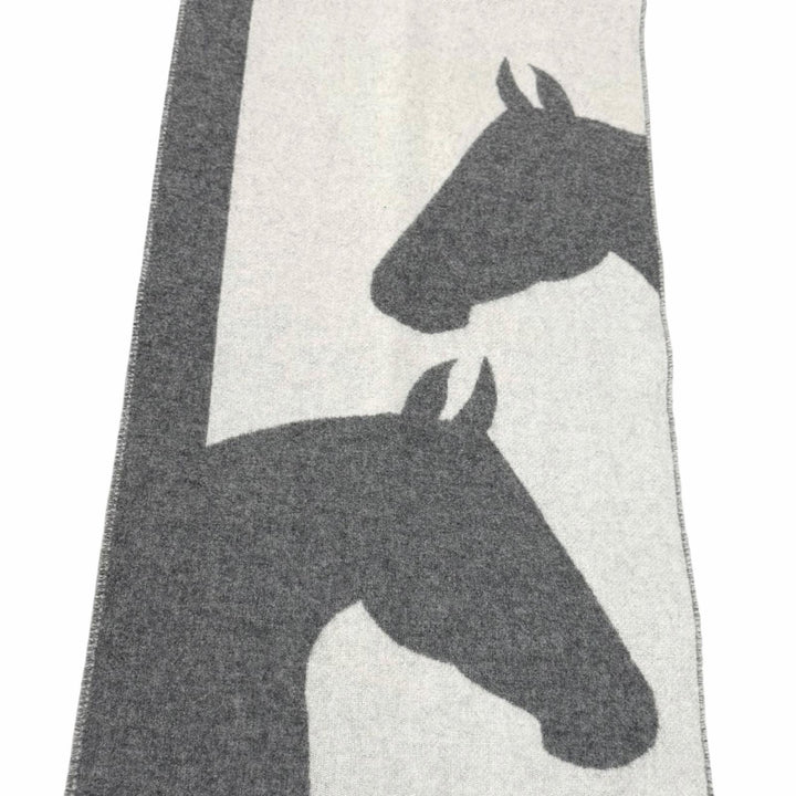 Great HERMES Scarf love story With fringe gray cashmere Women