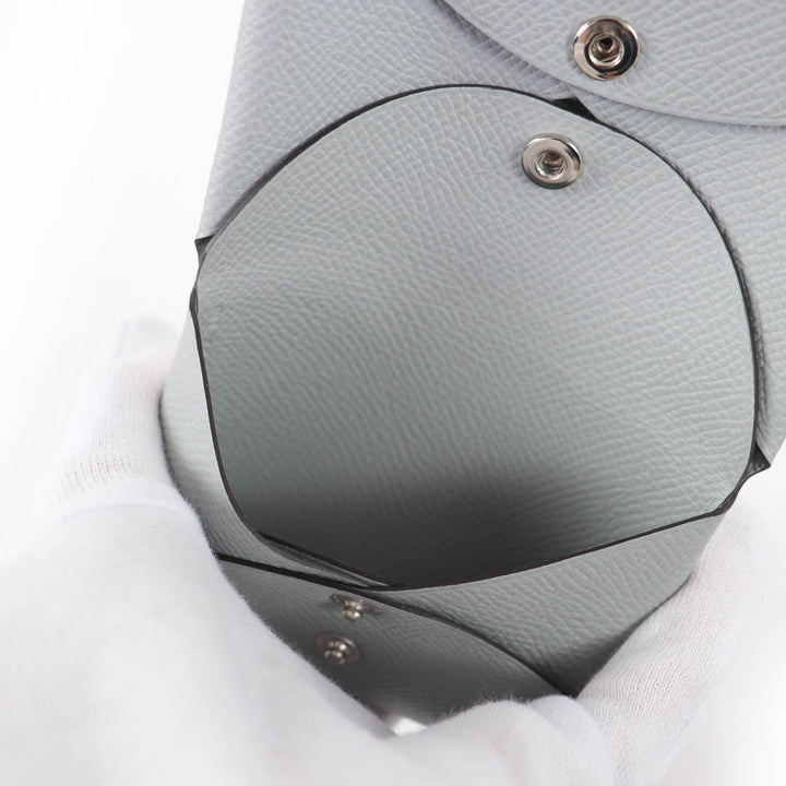 Excellent HERMES Coin case Calvi duo Serie Metal Epsom Leather Women
