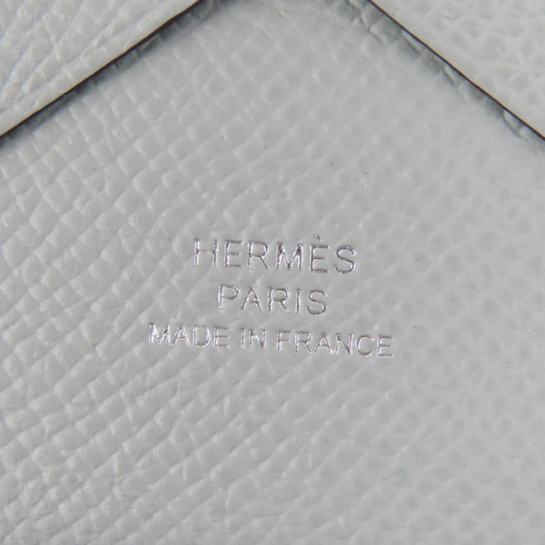 Excellent HERMES Coin case Calvi duo Serie Metal Epsom Leather Women