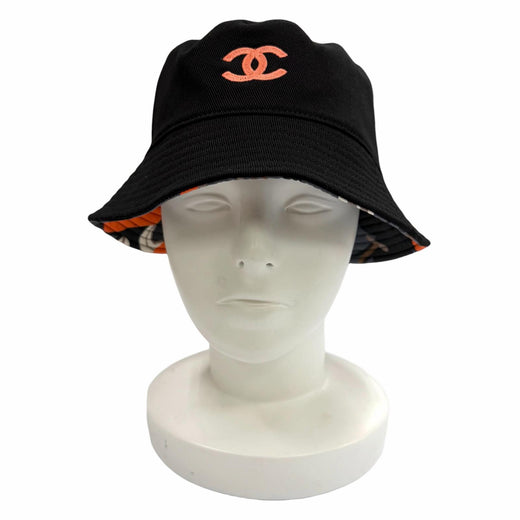 Great CHANEL Reversible COCO Mark all-over print bucket hat black M23A AP146580