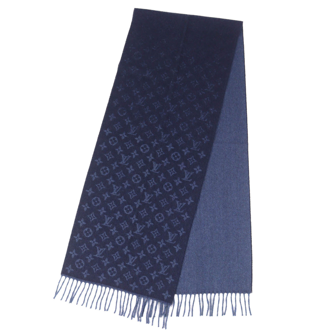 Excellent LOUIS VUITTON Scarf Escharp monogram gradient fringe cashmere M70257