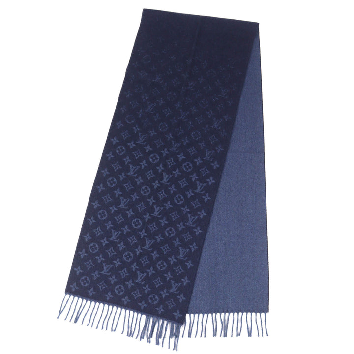 Excellent LOUIS VUITTON Scarf Escharp monogram gradient fringe cashmere M70257