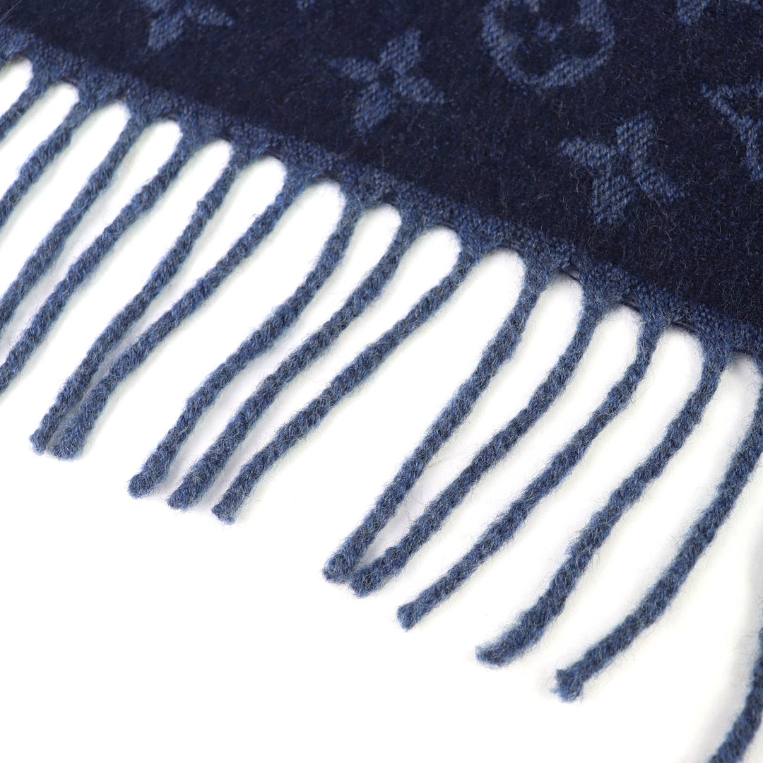 Excellent LOUIS VUITTON Scarf Escharp monogram gradient fringe cashmere M70257