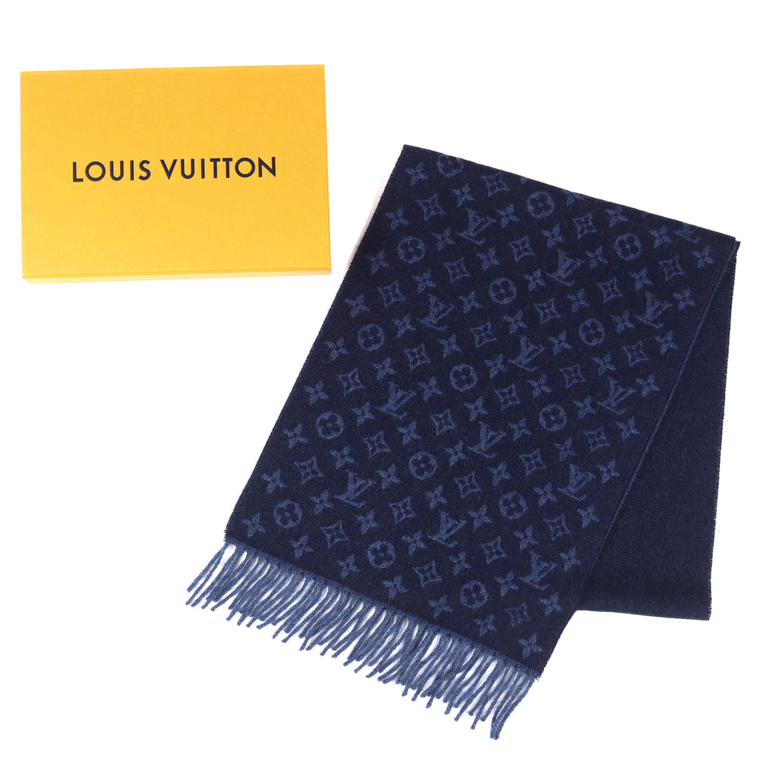 Excellent LOUIS VUITTON Scarf Escharp monogram gradient fringe cashmere M70257