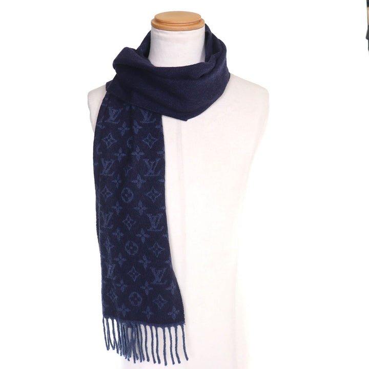 Excellent LOUIS VUITTON Scarf Escharp monogram gradient fringe cashmere M70257