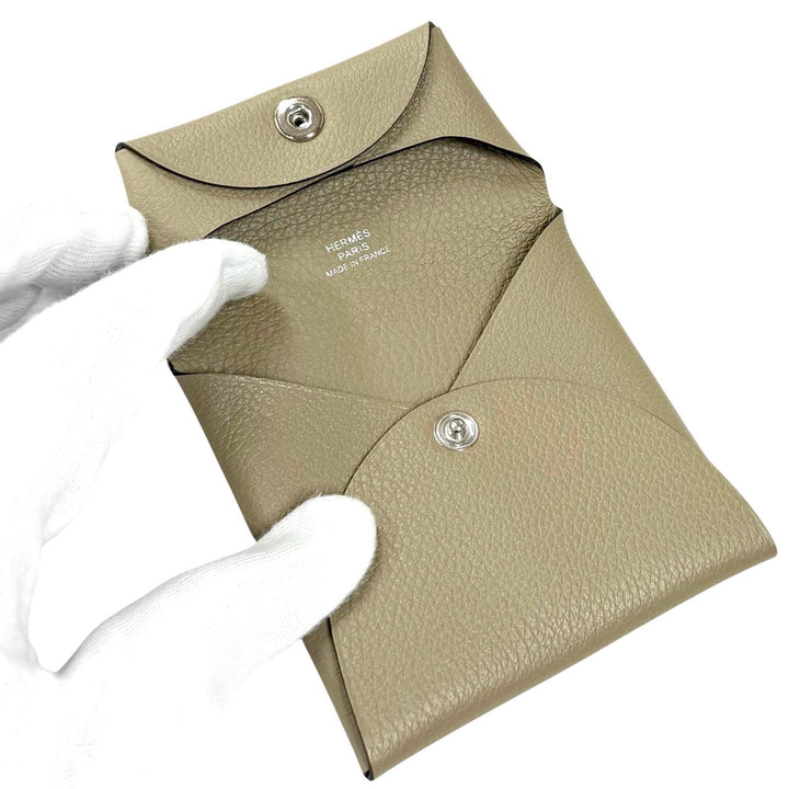 Excellent HERMES Coin case Bastia Evercolor Leather Women
