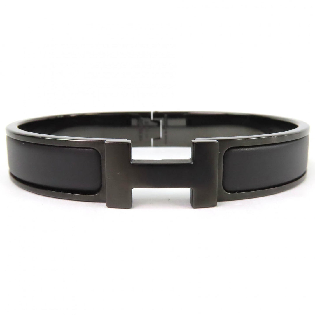 Excellent HERMES Bangle Enamel Bracelet Click HH So Black Current product black
