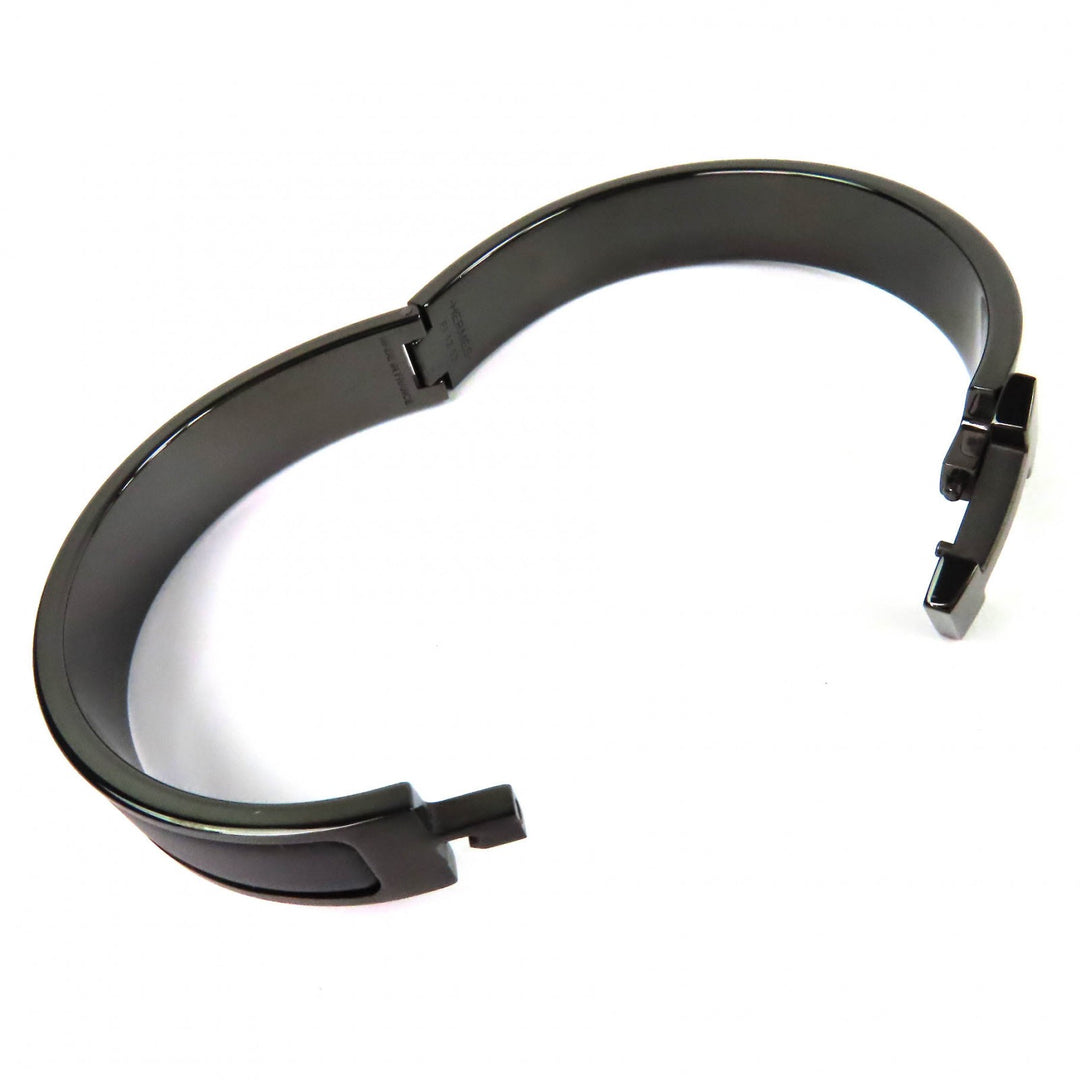 Excellent HERMES Bangle Enamel Bracelet Click HH So Black Current product black