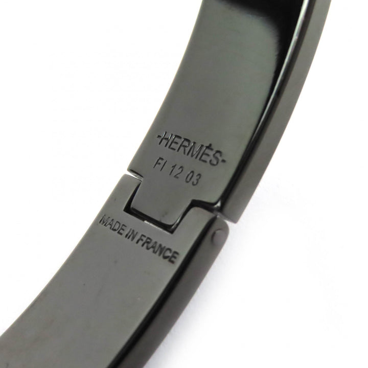 Excellent HERMES Bangle Enamel Bracelet Click HH So Black Current product black