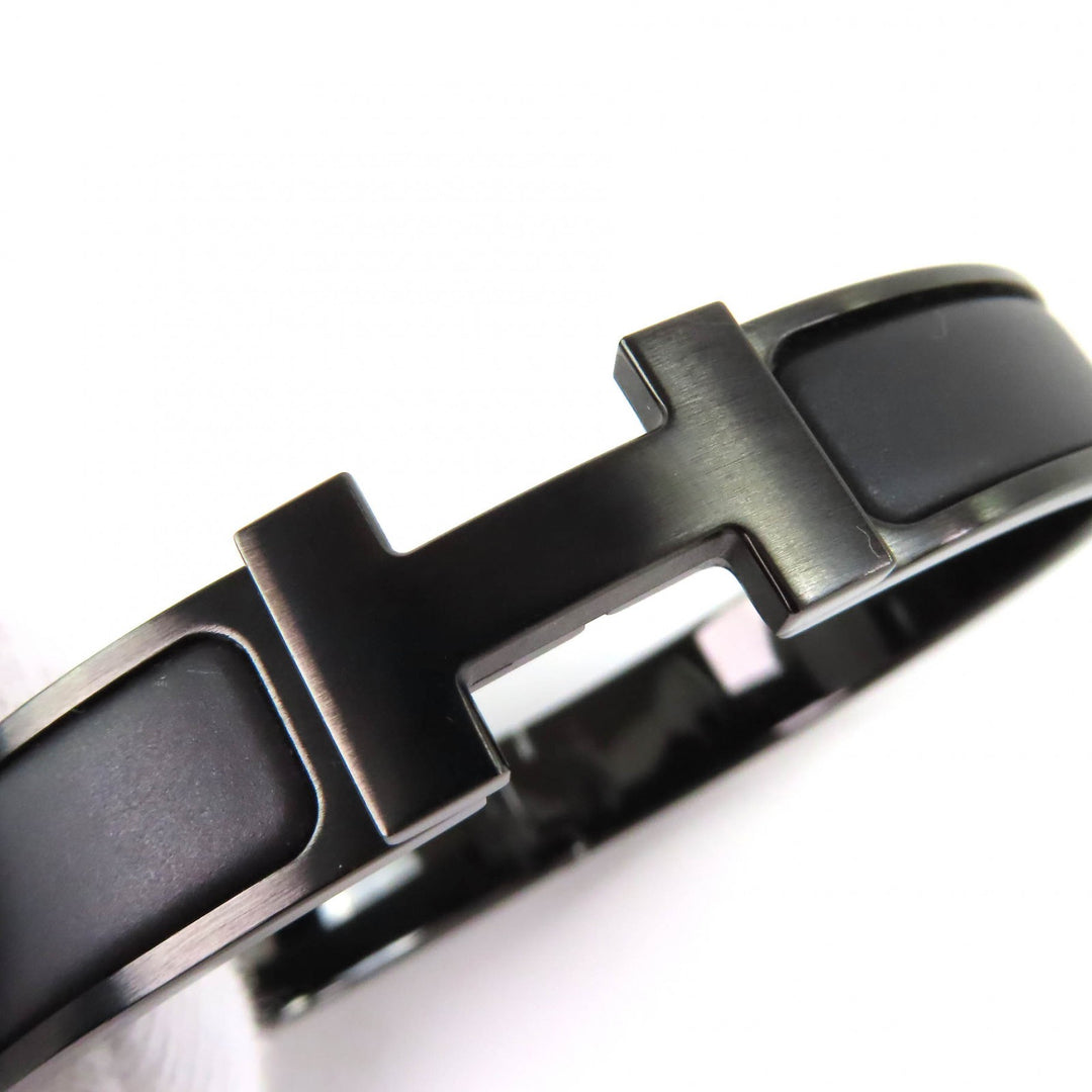 Excellent HERMES Bangle Enamel Bracelet Click HH So Black Current product black
