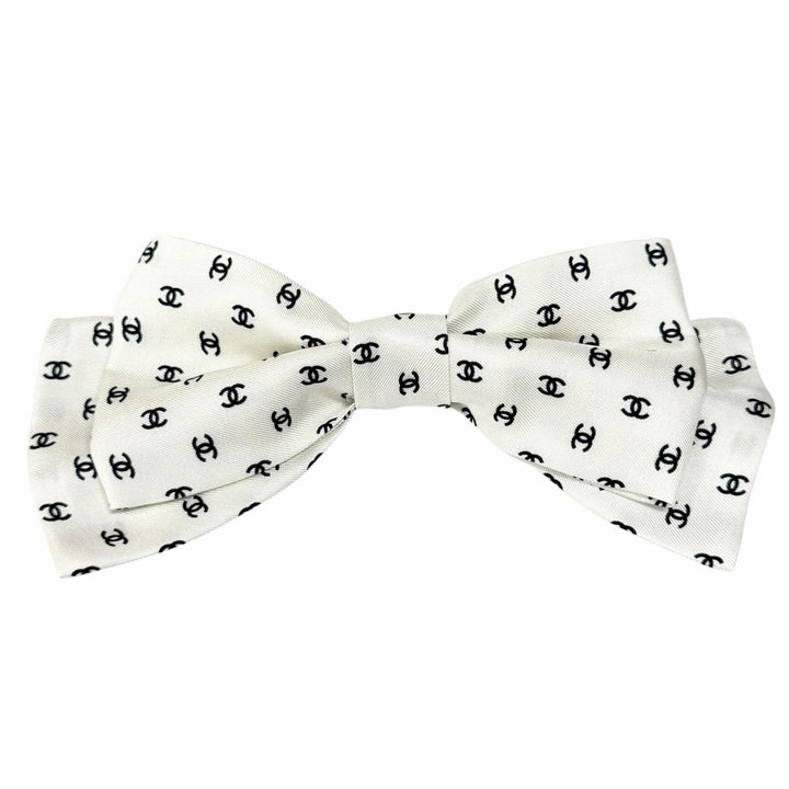 Pristine CHANEL Valletta COCO Mark all-over print ribbon white Women 25P