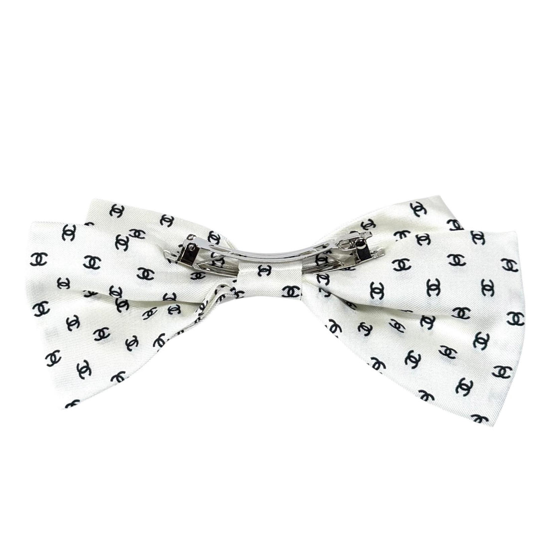 Pristine CHANEL Valletta COCO Mark all-over print ribbon white Women 25P