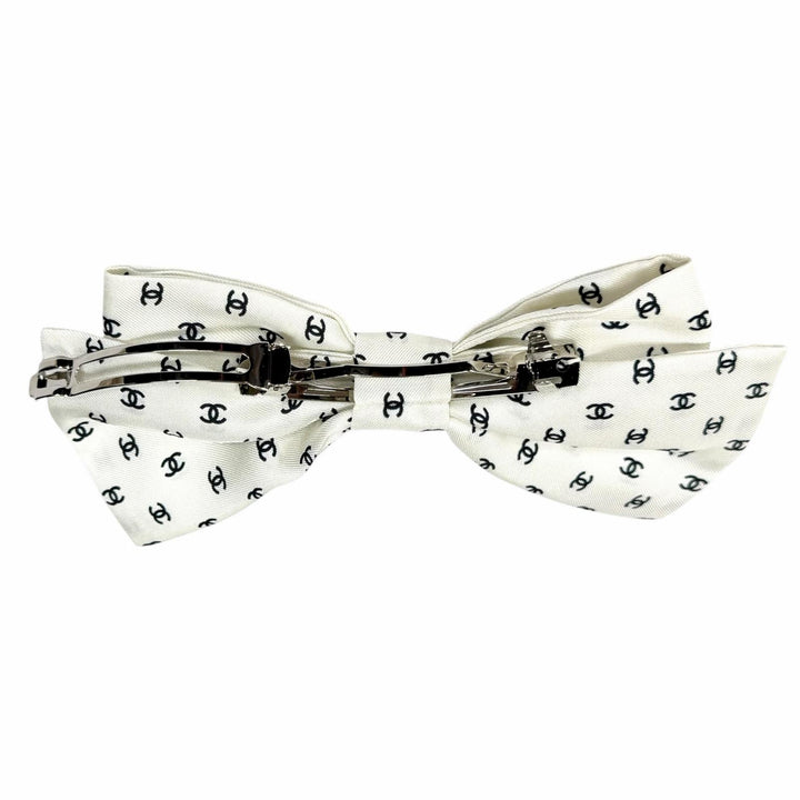 Pristine CHANEL Valletta COCO Mark all-over print ribbon white Women 25P