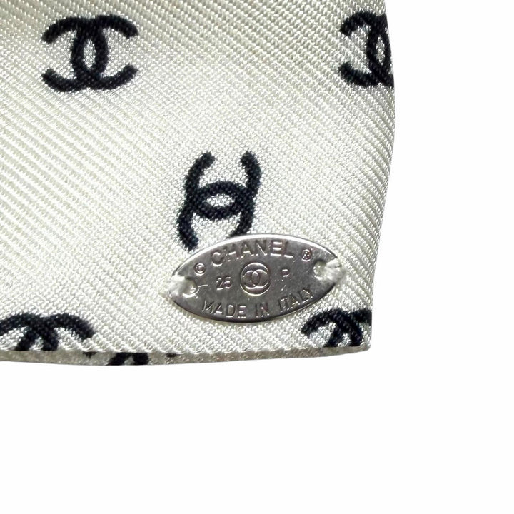 Pristine CHANEL Valletta COCO Mark all-over print ribbon white Women 25P