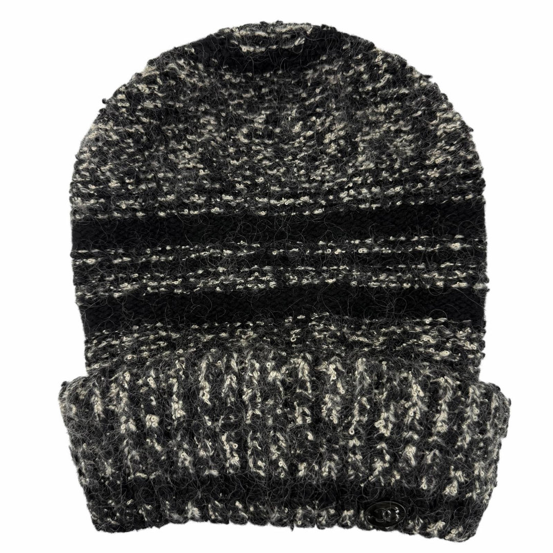 Great CHANEL Knit cap Mohair blend COCO Mark Black cashmere 2 06A P29588K00205