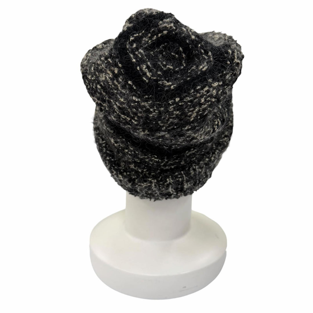 Great CHANEL Knit cap Mohair blend COCO Mark Black cashmere 2 06A P29588K00205