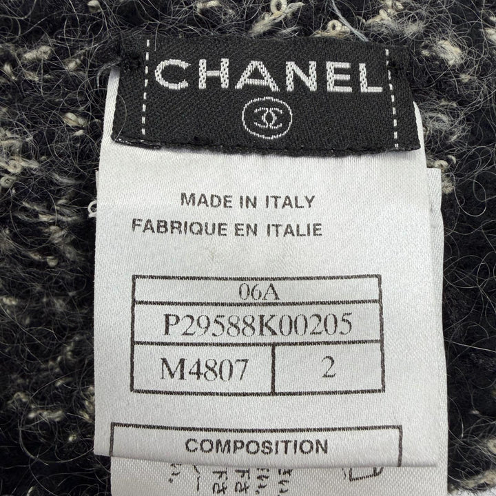 Great CHANEL Knit cap Mohair blend COCO Mark Black cashmere 2 06A P29588K00205